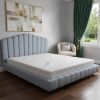 Light Blue Tufted Velvet Scallop Shell Upholstered Queen Bed Frame