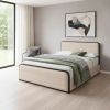 Beige Metal King Bed Frame