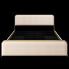 Gold And Beige Metal And Linen Upholstered King Bed Frame