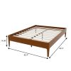 Brown Solid Wood And Metal Queen Bed Frame
