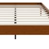 Brown Solid Wood And Metal Queen Bed Frame
