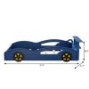 Blue Solid Wood Twin Race Car Bed