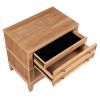 Set of Two 26" Natural Solid Wood Ribbed Texture Three Drawer Nightstand