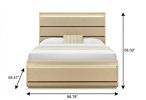 Gold Wood Lighted Queen Bed Frame