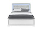 White Faux Crystal Bling Wood Lighted Queen Bed Frame