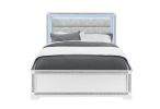 White Faux Crystal Bling Wood Lighted Queen Bed Frame