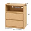 24" Oak Wood Two Drawer Nightstand with USB Port and Integrated Tech