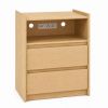 24" Oak Wood Two Drawer Nightstand with USB Port and Integrated Tech