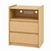 24" Oak Wood Two Drawer Nightstand with USB Port and Integrated Tech