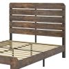 Dark Brown Metal And Solid Wood Queen Bed Frame