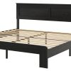 Black Solid Wood Wood And Metal King Bed Frame