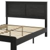 Black Metal Solid Wood And Wood Queen Bed Frame