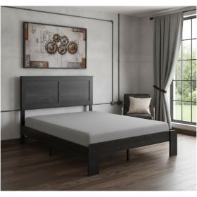 Black Metal Solid Wood And Wood Queen Bed Frame