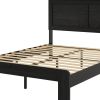Black Metal And Wood Full Bed Frame