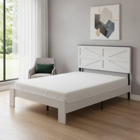 White Metal And Solid Wood Full Bed Frame