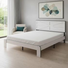 White Solid Wood And Metal King Bed Frame