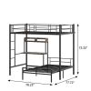Black Metal Twin Bed Frame With USB With Shelves Storage