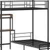 Black Metal Twin Bed Frame With USB With Shelves Storage