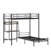 Black Metal Twin Bed Frame With USB With Shelves Storage