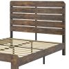 Dark Brown And Black Solid Wood And Metal Full Bed Frame