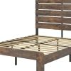 Dark Brown And Black Solid Wood And Metal Full Bed Frame