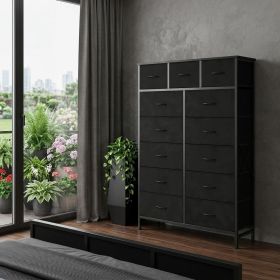 39" Black Steel And Fabric 13 Double Dresser