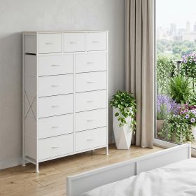 39" White Wood Steel And Fabric 13 Double Dresser