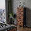 40" Brown Wood Steel And Fabric Five Drawer Dresser