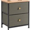 18" Gray Steel And Fabric Two Drawer Dresser