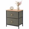 18" Gray Steel And Fabric Two Drawer Dresser