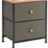 18" Gray Steel And Fabric Two Drawer Dresser