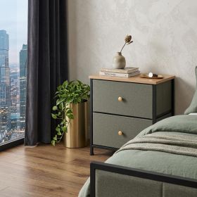 18" Gray Steel And Fabric Two Drawer Dresser