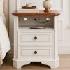 24" White And Brown Wood Two Drawer Nightstand with USB Port and Integrated Tech