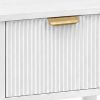 Set of Two 23" White Wood Ribbed Texture One Drawer Nightstand