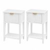 Set of Two 23" White Wood Ribbed Texture One Drawer Nightstand