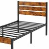 Black And Brown Wood And Metal Twin Bed Frame