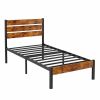 Black And Brown Wood And Metal Twin Bed Frame