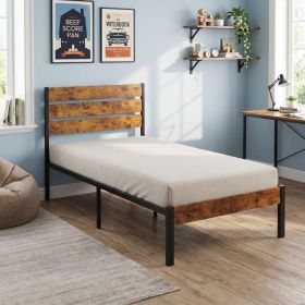 Black And Brown Wood And Metal Twin Bed Frame