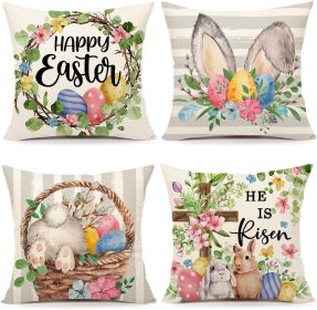 4TH Emotion Gray Easter Pillow Covers 18x18 Set of 4