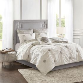 6 Piece Embroidered Cotton Reversible Comforter Set