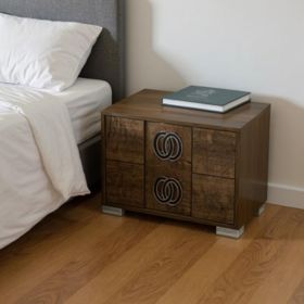 Wood Nightstand (Color: Walnut, size: 20")