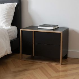 Wood Two Drawer Nightstand (Color: black, size: 20")