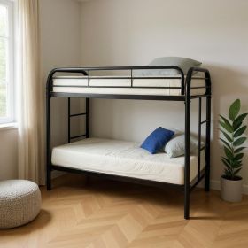 Twin Over Twin Metal Bunk Bed (Color: black)