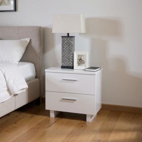 Two Drawers Mirrored Nightstand (Color: White, size: 23")