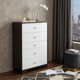Five Drawer Standard Chest (Color: Brwn & Wht, size: 32")