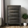 Gray Wood Five Drawer Dresser
