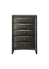 Gray Wood Five Drawer Dresser