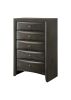 Gray Wood Five Drawer Dresser