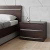 Two Drawers Manufactured Wood Mirrored Nightstand
