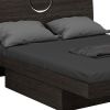 Wood King Bed Frame With Drawer With Drawer Storage